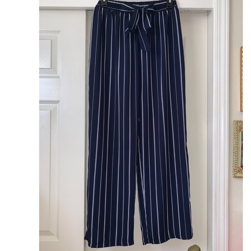 Striped wide leg pants